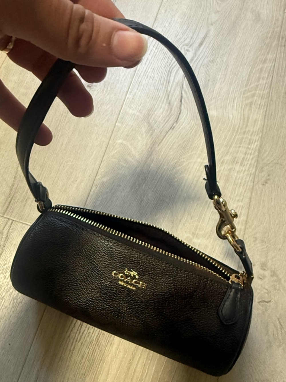 AUTHENTIC COACH OUTLET LOLITA BARREL BAG IN SIG CANVAS BROWN/BLACK